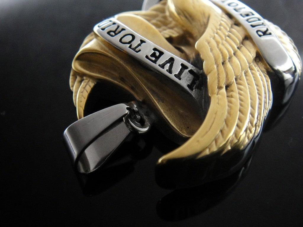Gold & Silver Live to Ride Eagle Spirit Pendant TP43