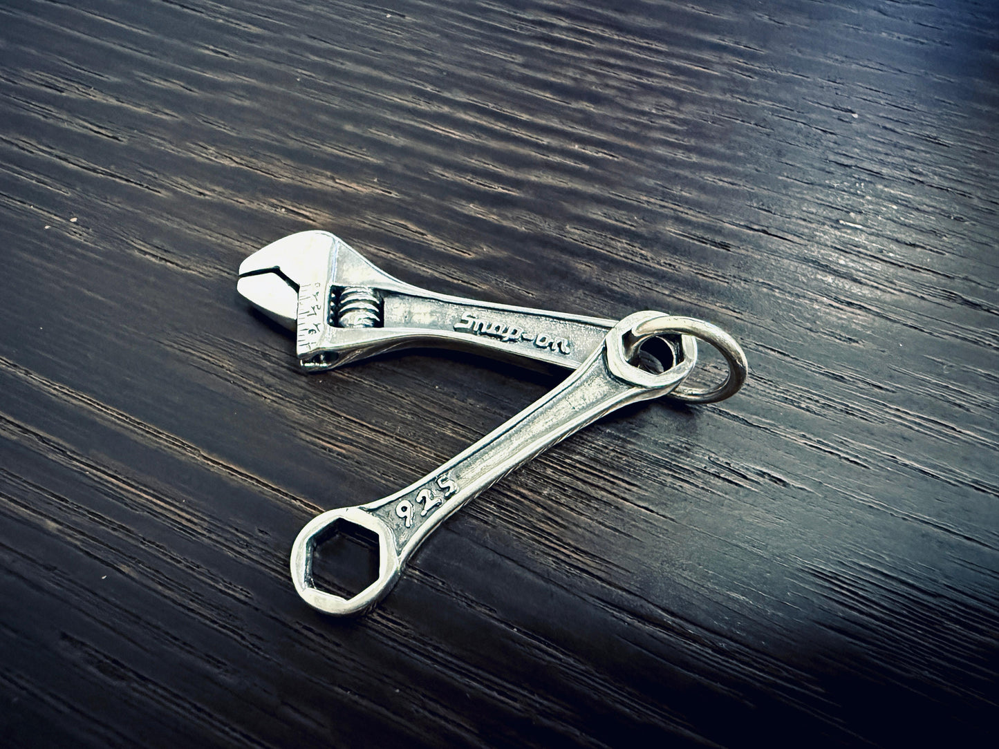 925 Sterling Silver Wrench Spanner KeyChain Pendant SP110
