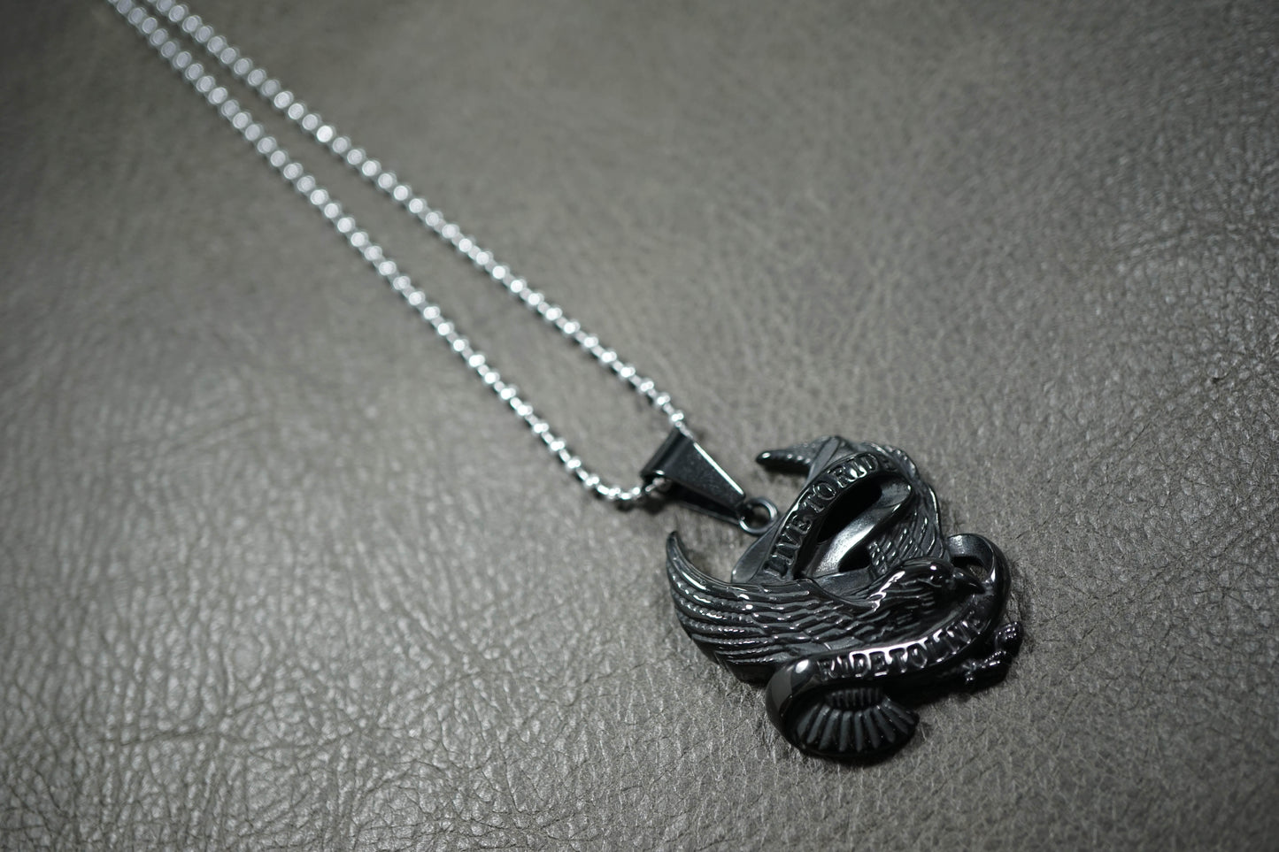 All Black Live to Ride Eagle Spirit Pendant TP116