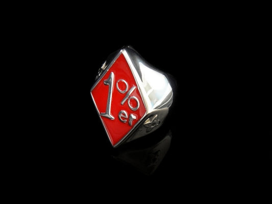 Red 1% Er Diamond Silver Ring TR155