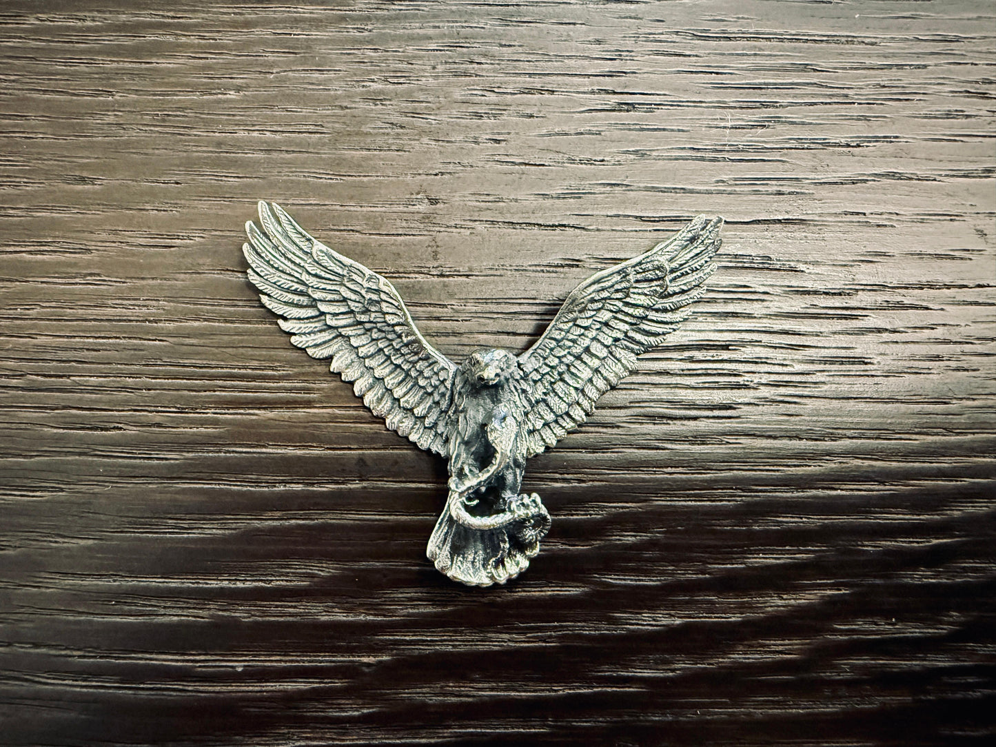 925 Solid Sterling Silver Flying Eagle and Snake Pendant SP101