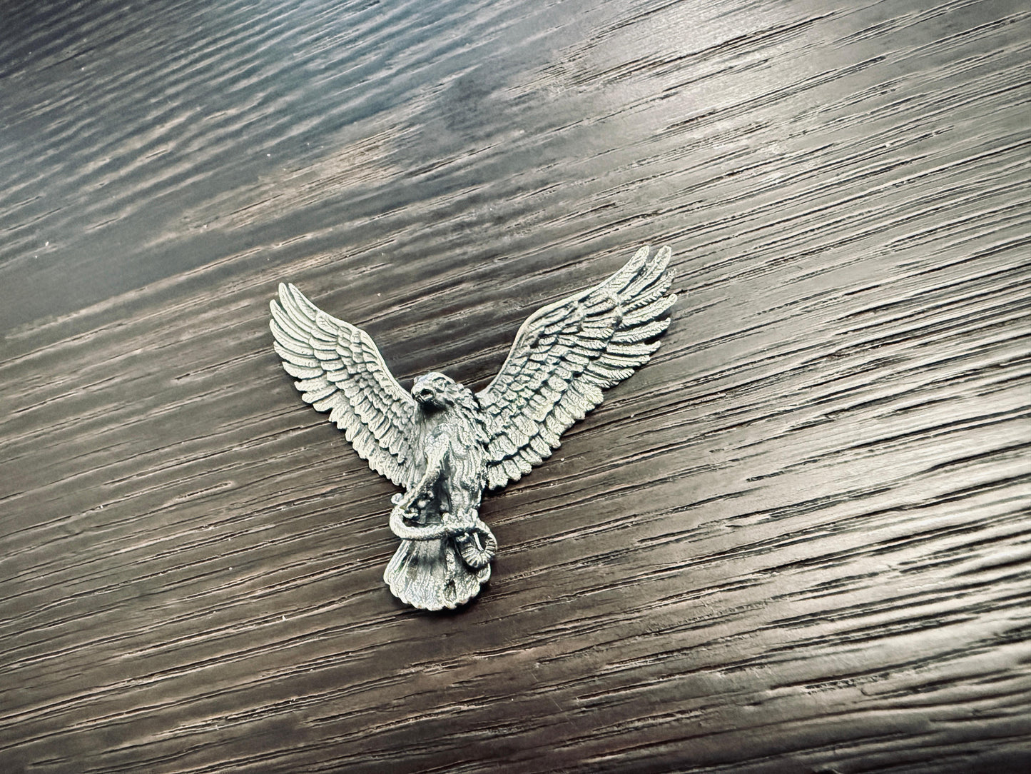 925 Solid Sterling Silver Flying Eagle and Snake Pendant SP101