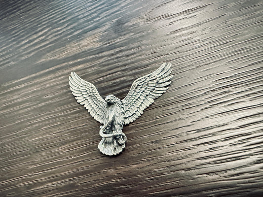 925 Solid Sterling Silver Flying Eagle and Snake Pendant SP101