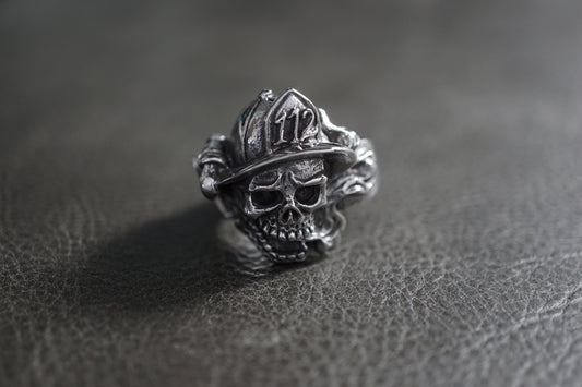 Fire Fighter Hero Firemen Red Knight Skull Ring  TR181